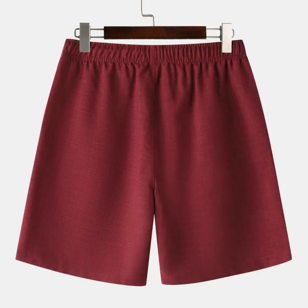 Shorts atlético de cordão masculino com bolsos, cintura elástica confortável, shorts de praia, casual esportivo de verão, sólido