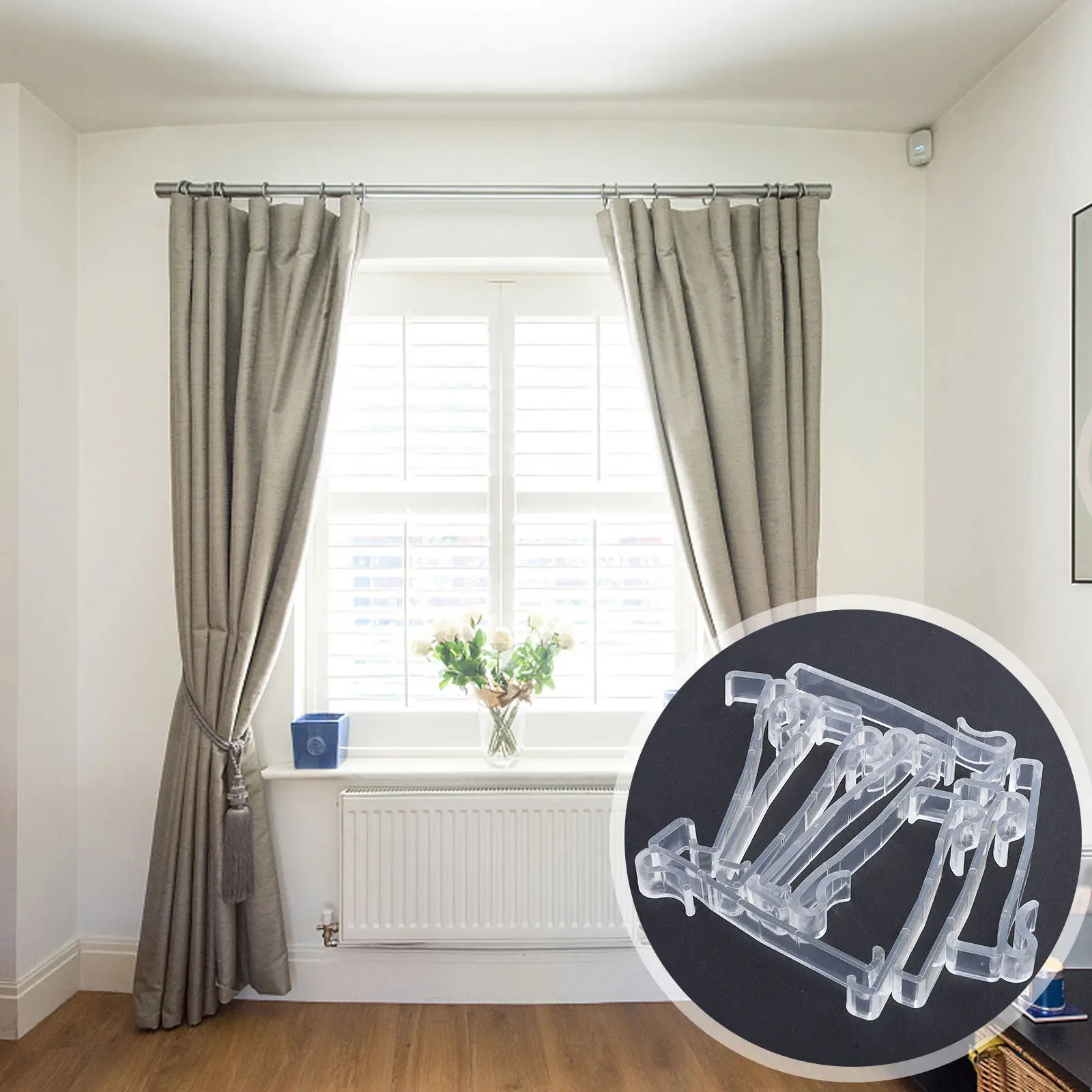 10Pcs Hidden Transparent Plastic Curtain Hooks for Home Decor Easy Install Smooth Seamless Design Heavy Duty No Burrs Curtain