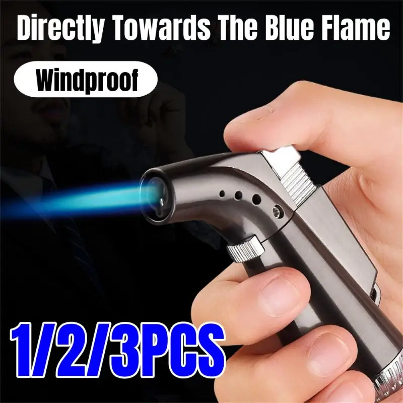 HOT Straight Forward Windproof Blue Flame Extended Elbow Spray Gun Welding Gun Cigar Smoking Accessories Does Not Contain Gas