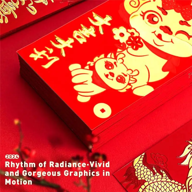 AEF7-36Pcs Chinese Red Envelopes 2024 New Year,6 Designs,Chinese Envelopes For Money 2024 Dragon Lunar New Year,6.5X3.5Inch