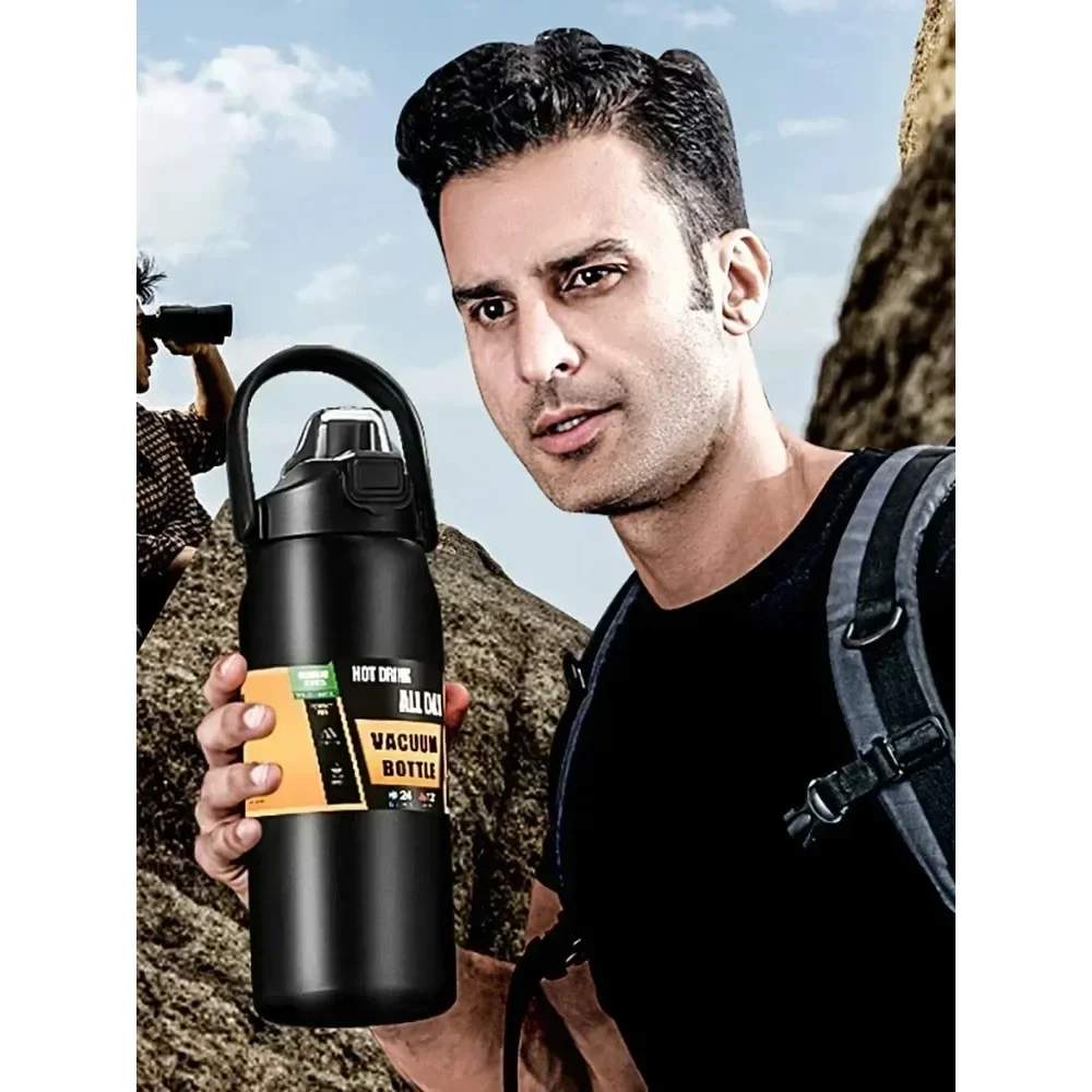 Sports Vacuum Flasks Cold and Hot Water BottlePortable Thermos with Straw Steel Thermal Mug Tumbler Coffee Cup304 Stainless