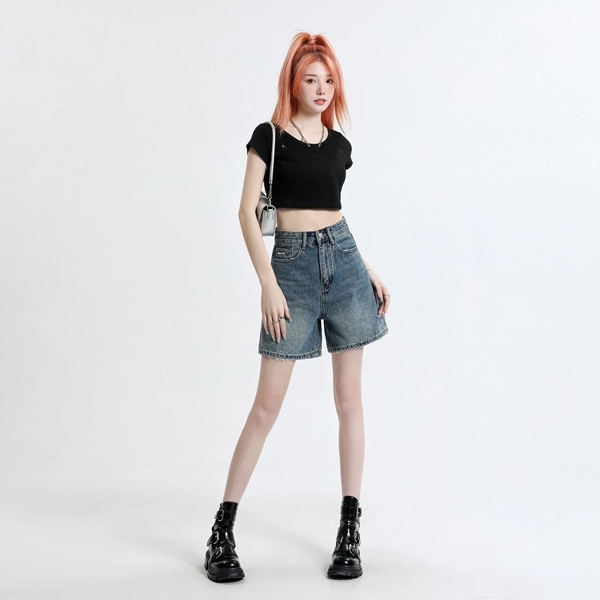 

Джинсовые шорты New Design Sense с высокой талией. Женские весенне-летние модные, универсальные, повседневные свободные широкие шорты трапециевидной формы