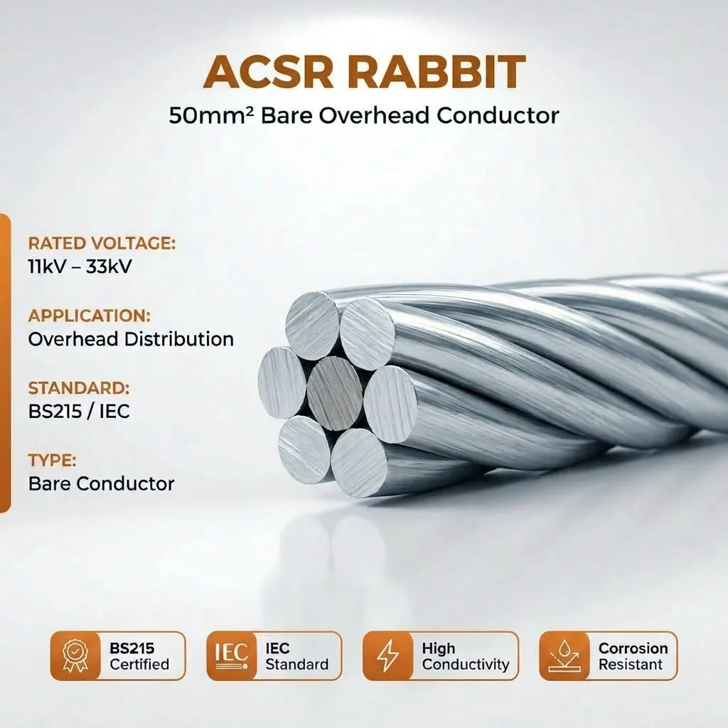 Wolf ACSR-Rabbit High Voltage Anti-Corrosion Bare Overhead Conductor 10kV-36kV High Tensile Factory Direct Supply
