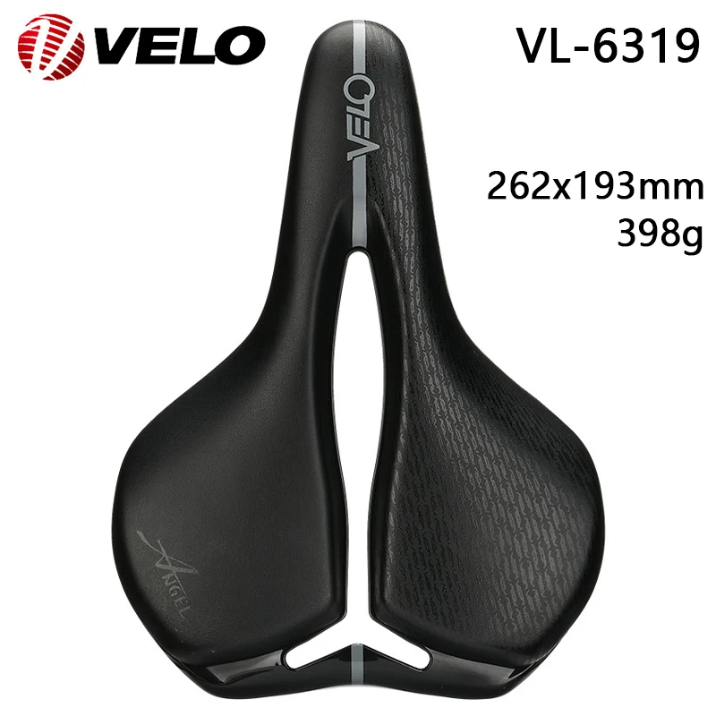 VELO VL-6319 Unisex Leather Mountain Bike Road Touring MTB Bicycle Saddle Steel Rail Rainproof Comfortable Cushion Cycling Parts