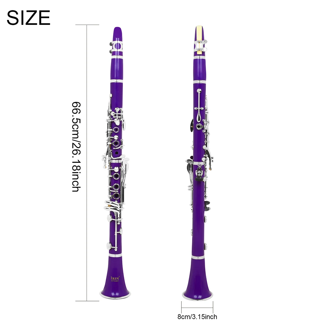 Bb Clarinet 17 Keys 6 Rings ABS Clarinet with Case Purple Color B Flat Clarinet Kit for Student Beginner Band Performance Exam
