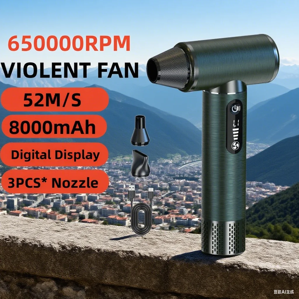 

Turbo Jet Blower 650000RPM Powerful Air Blower Brushless Motor Turbo Fan 52m/s Strong Speed Wind 8000mAh High Speed Violent Fan