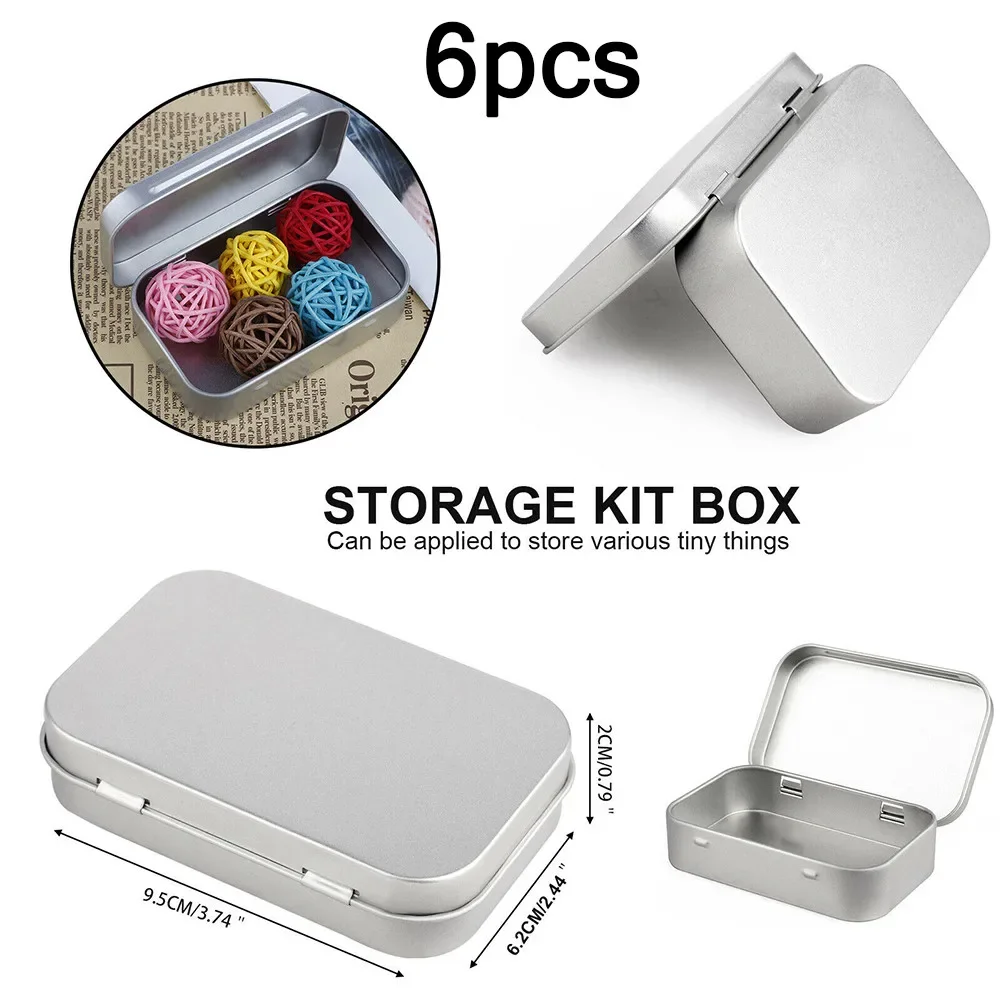 6Pcs Mini Metal Box Tin-Plated Slide Cover Storage Box Wedding Jewelry Pill Cases Portable Boxes Container Cosmetic Organizer