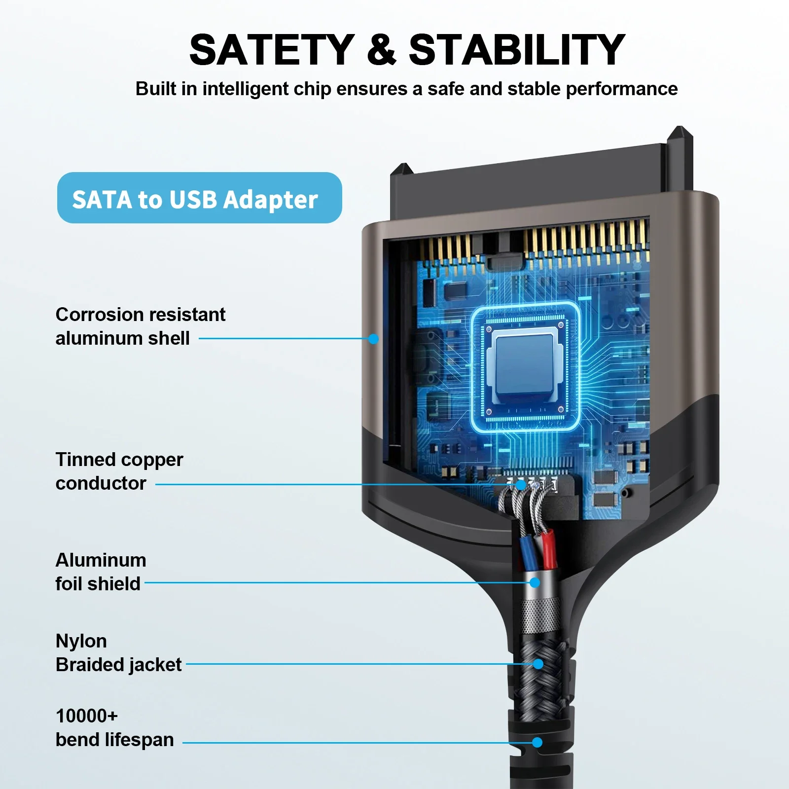 USB 3.0/typ C do SATA 7 + 15 22-pinowy kabel, zewnętrzny dysk twardy HDD Adapter SSD dla Windows 8/10 obsługuje transmisję danych 6 gb/s