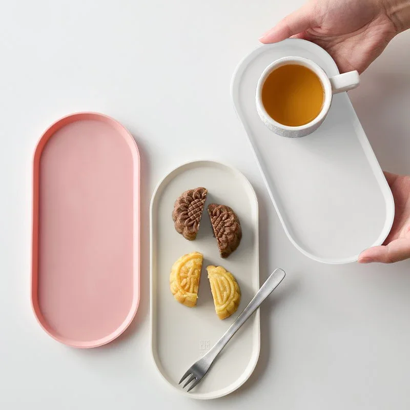 Oval Plastic Pp Sushi Plate Multi Functional Cup Mat Food Set Plate Snack Dim Sum Plate Teapot Drain Mat Dessert Table Tray
