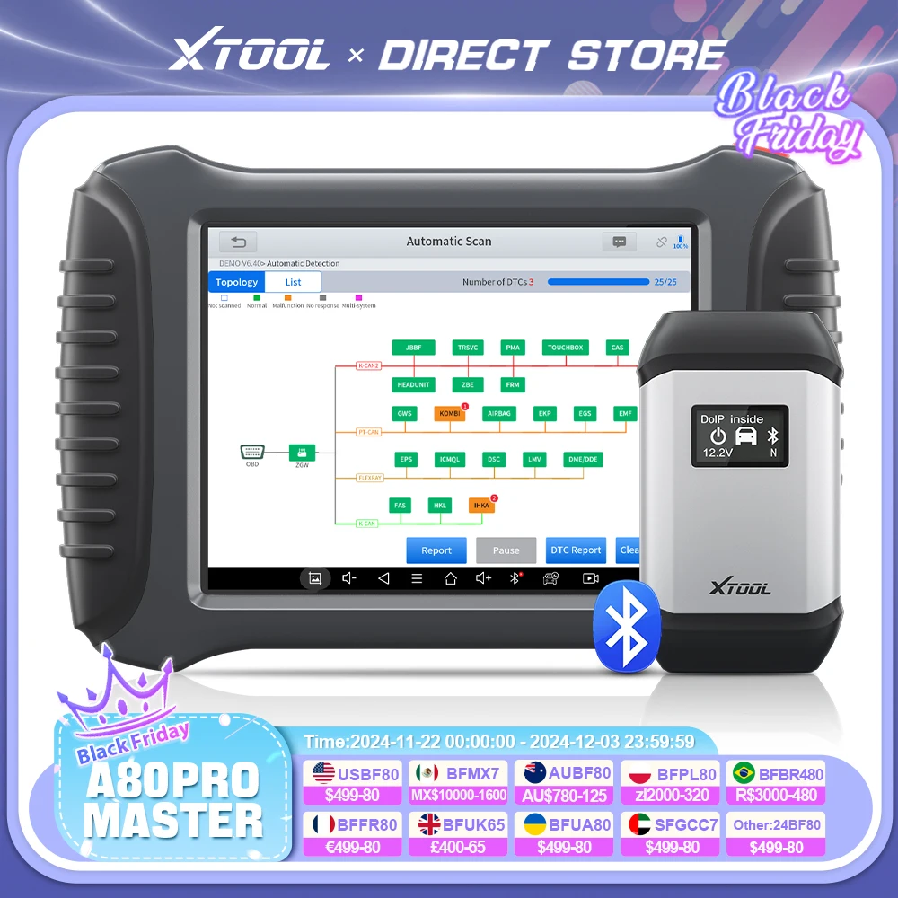 XTOOL A80pro Master KC501 KS01 KS02 OBD2 Car Diagnostic Tools VCI J2534 Programmer ECU Coding Key Programmer Fob ABS 42 Resets