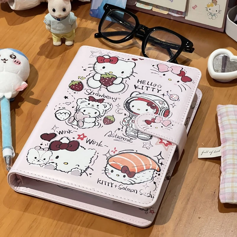 Sanrio Kawaii Hello KittyA5 Loose-leaf Storage Book 4-square 3-inch Photo Hello Kitty Waterproof PU Organizer School Supplies