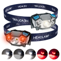 2 Pack Mini Sensor Headlamp Rechargeable 5 Modes Fishing Head Torch Portable Work Lights Outdoor Waterproof Emergency Flashlight