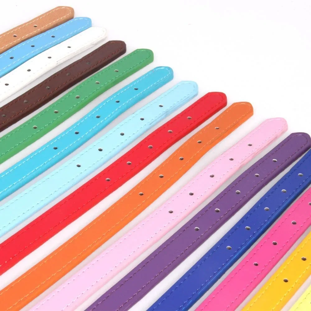 Hot!Pet Product Soft Leather Dog Collar Adjustable Puppy Cat Necklace Leash Strap for Small Medium Big Dog 16 Color Pet Supplies