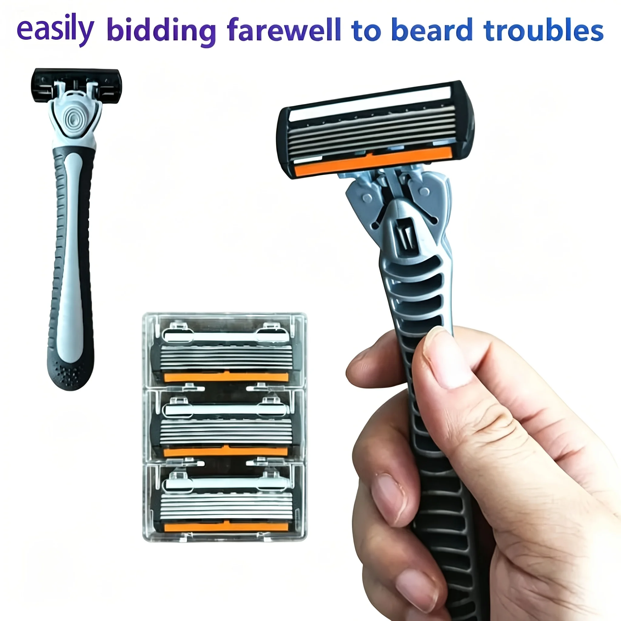 Men's Manual Razor 6-Layer Precision Blade System Replaceable Refills, Long-term Use, Men & Women Suitable Great Gift Idea