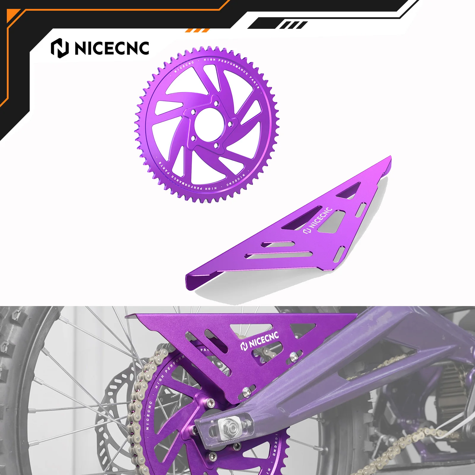 

NICECNC For Surron light bee X S L1E Bike 2024 Electric Bike Sur ron Segway X160 X260 58T Rear Sprocket & Chain Guard Protection