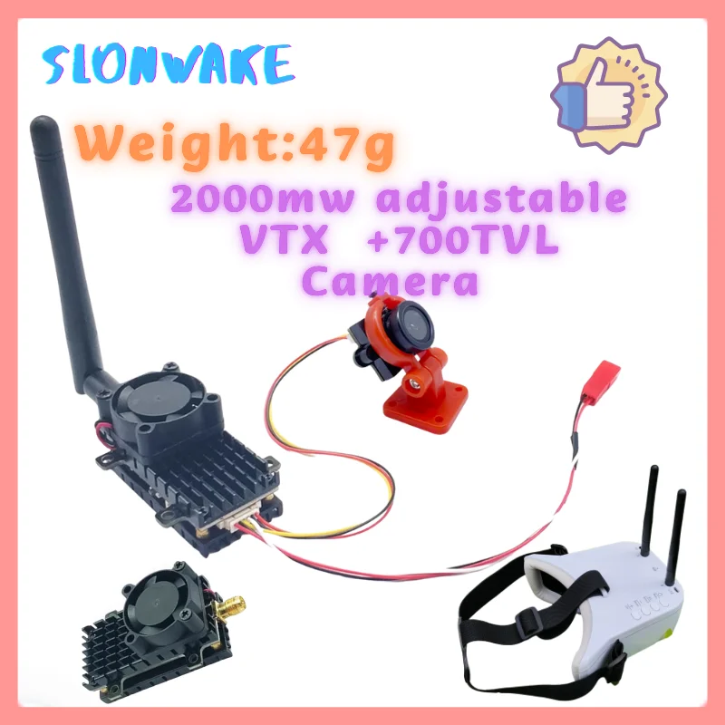 5.8G 48CH FPV VR Goggles Monitor 480p with CMOS 700TVL fpv camera   5.8G 200/500/1000/2000mW adjustable transmitter launcher