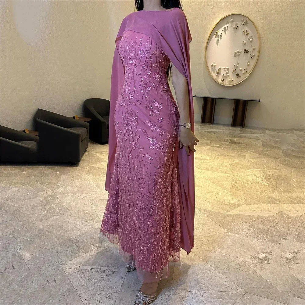 Classic Modern Style Exquisite Sequin Pattern Applique Straight Poretrait Midi Dresses Prom Dresses Retro Fashion High quality