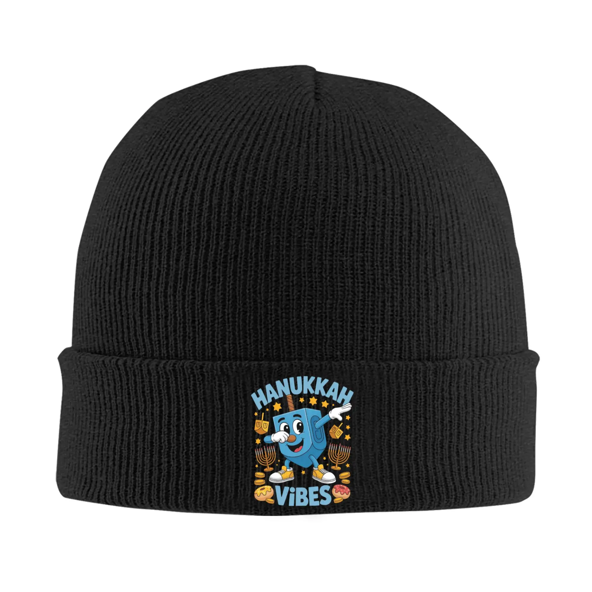 Hanukkah Menorah Chanukah Knit Hat Beanie Autumn Winter Hats Warm Unisex  Street Funny Dreidel Dabbing  Caps for Men Women Gift,