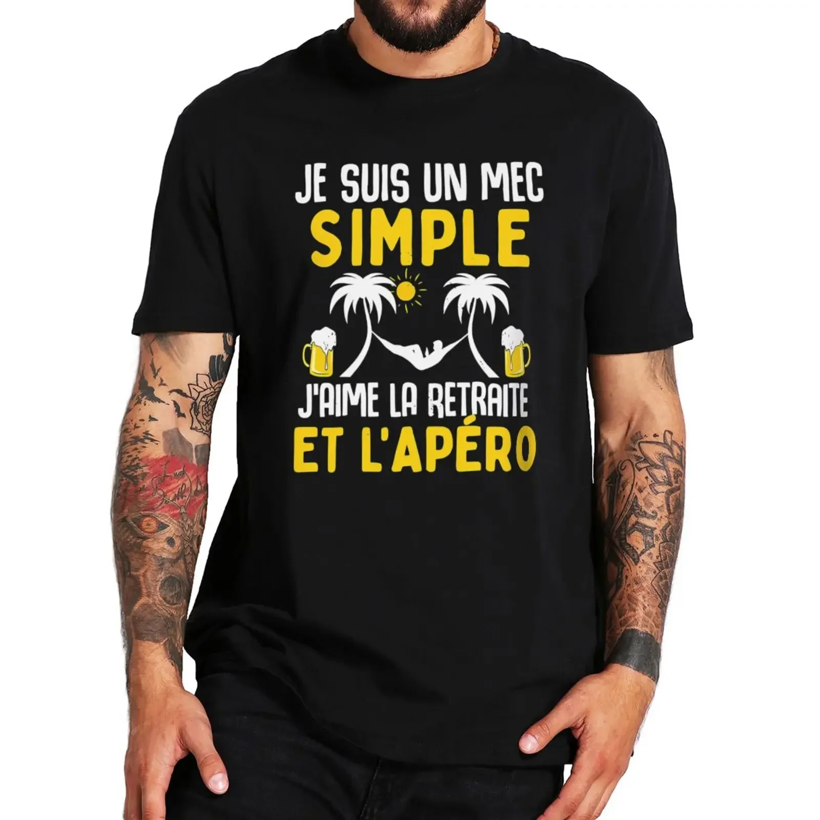 French Humor Retire Dad Papa Gift Vintage Men Clothing EU Size 100% Cotton Unisex T-shirt I Love Retirement And Beer T Shirt