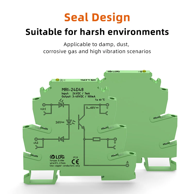 MRI-24D48 LED Optocoupler Isolator Interface DC DC SSR Relay Module Input 24VDC Switch Control Relay Board DIN for Automation