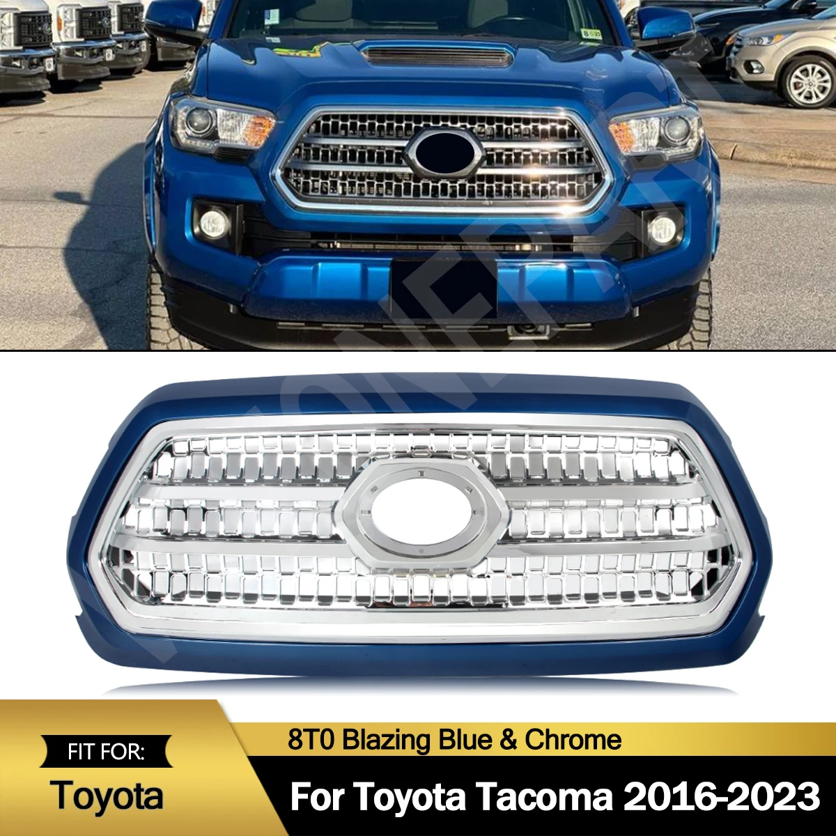 

Honeycomb Grille Modified Grill Front Bumper Upper Mesh Grille For 2016-2023 Toyota Tacoma 2016TRD Air Intake Grid Grills Blue