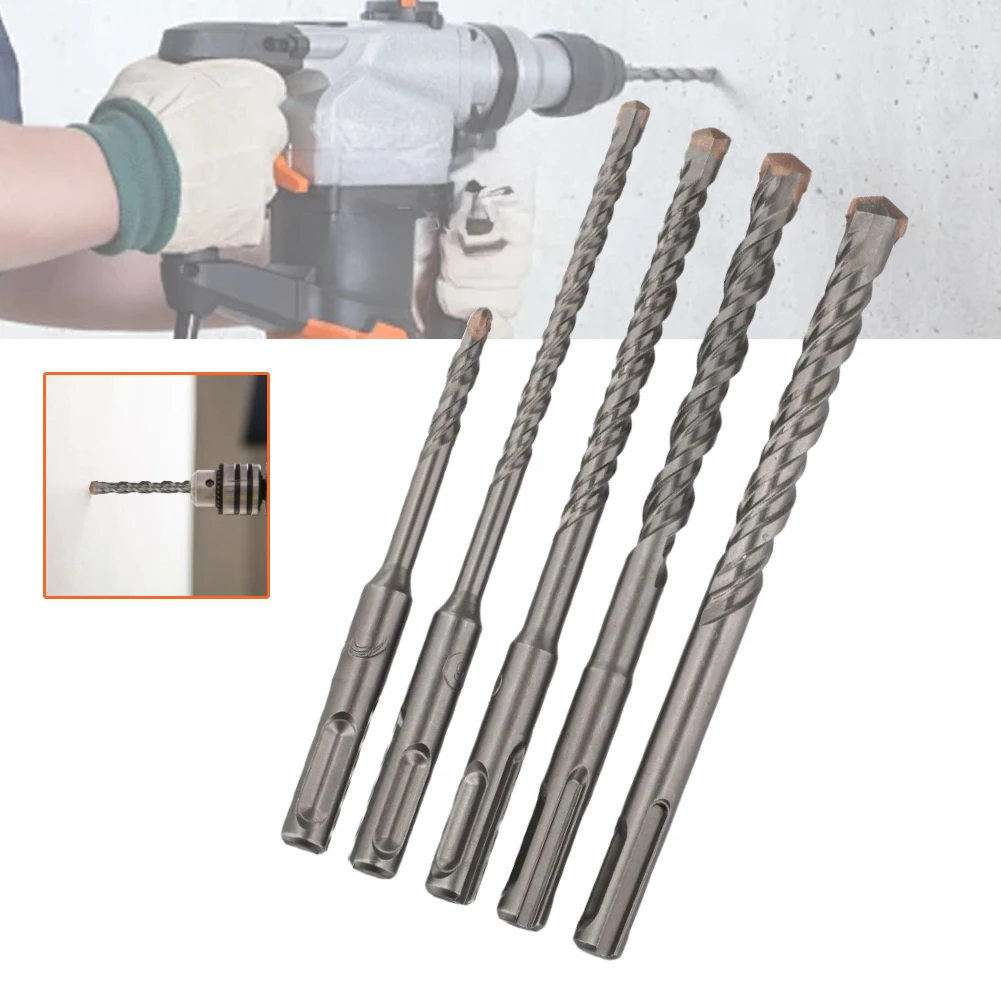 For SDS Plus Bits Concrete Double Auger Hammer 6/10/8/12mm Wall Brick Block Electric Hammer Masonry Bit Carbide Steel Drill Bit