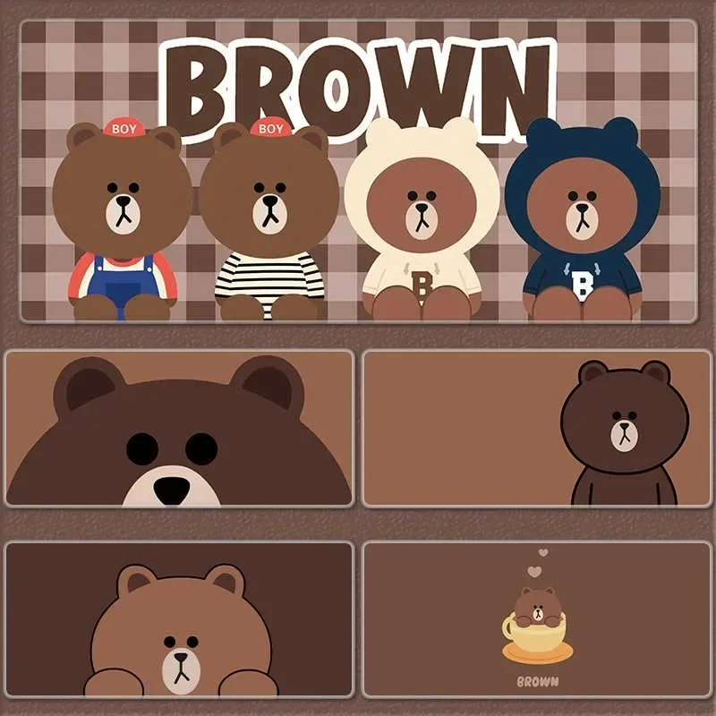 Line Friends Brown Home Oversized Gaming Mouse Pad Cute Cartoon Notebook Simple Office Computer Keyboard Desk Pad Birthday Gift