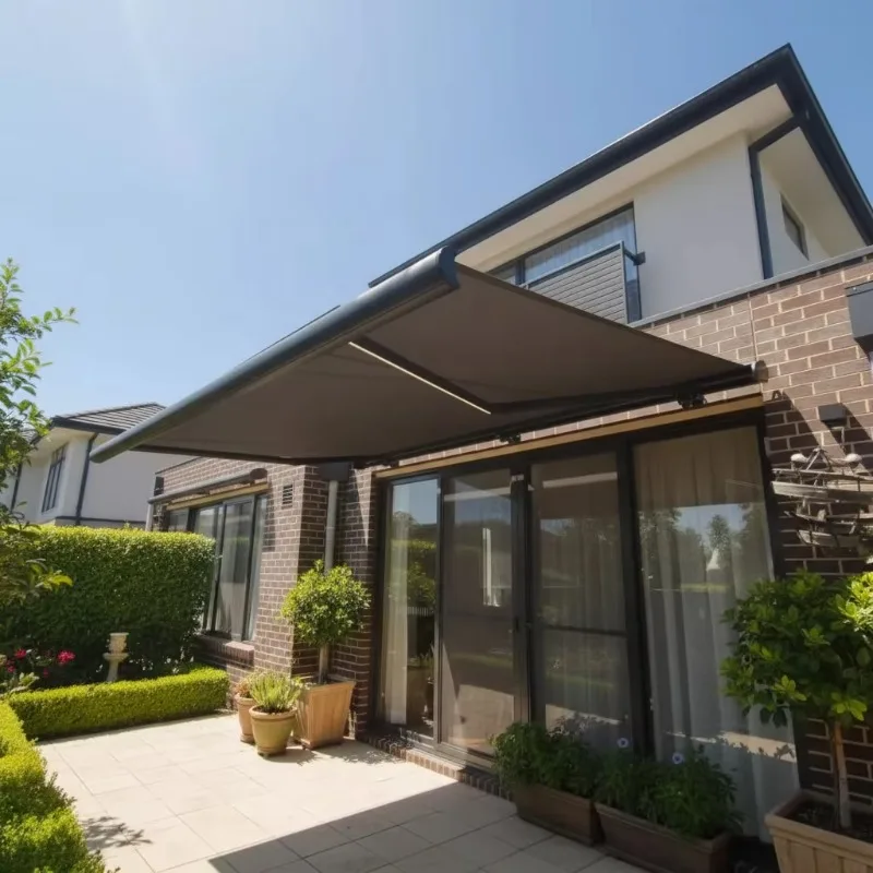 Customized Remote Control Full Cassette Awning Patio Motorized Retractable Awning With LED Light For Balcony
