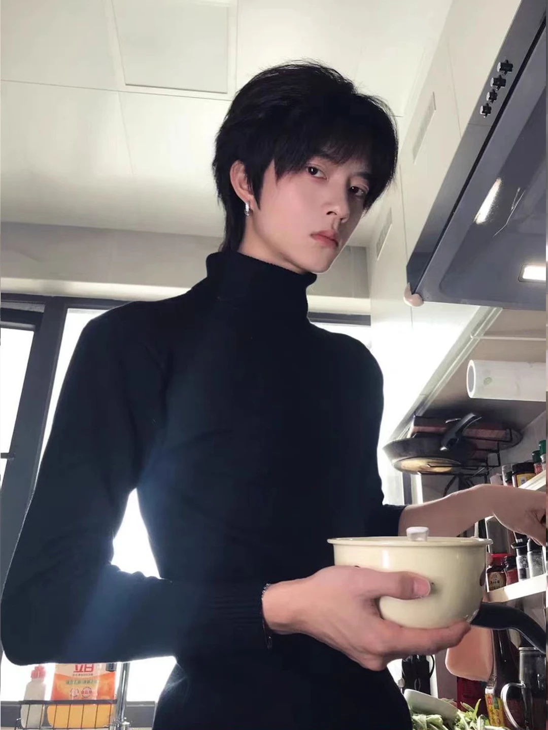 Briti Sle Thiened Long Sve Мужской вязаный свитер с высоким воротником Sli Slim Fit Base Layer irt Inner Wear Winter Fas...