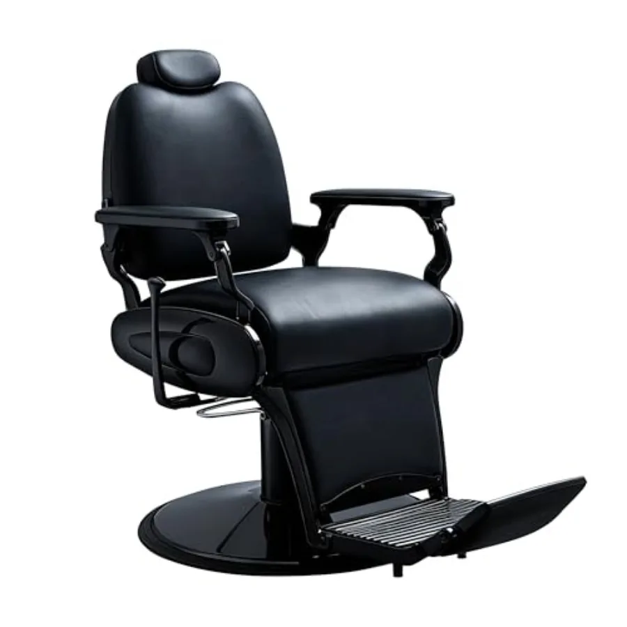 

Hydraulic Barber Chair - 360° Swivel Reclining Styling Chair with Adjustable Headrest, Lumbar Support and Footrest, Upholstered