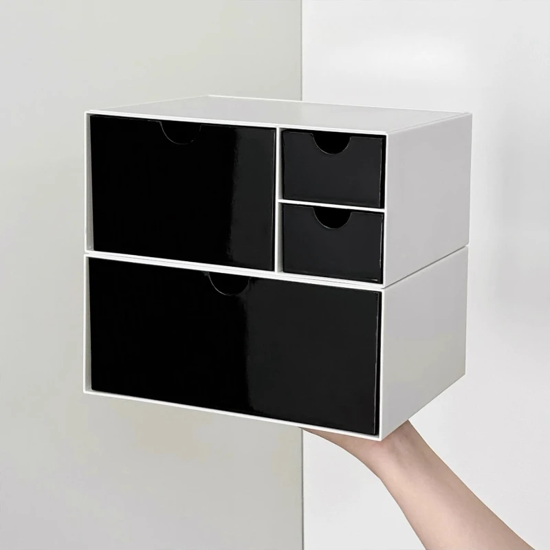 Desktop Cosmetic Organizer Case Set Table Makeup Storage Box Organizer Drawer Storage Box Desk Stationery Storage Rack Plastic