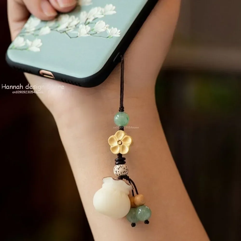 Creative Lucky Bodhi Flower Phone Chain Chinese Style Good Luck Fortune Bodhi Pendant Phone Charms Decoration