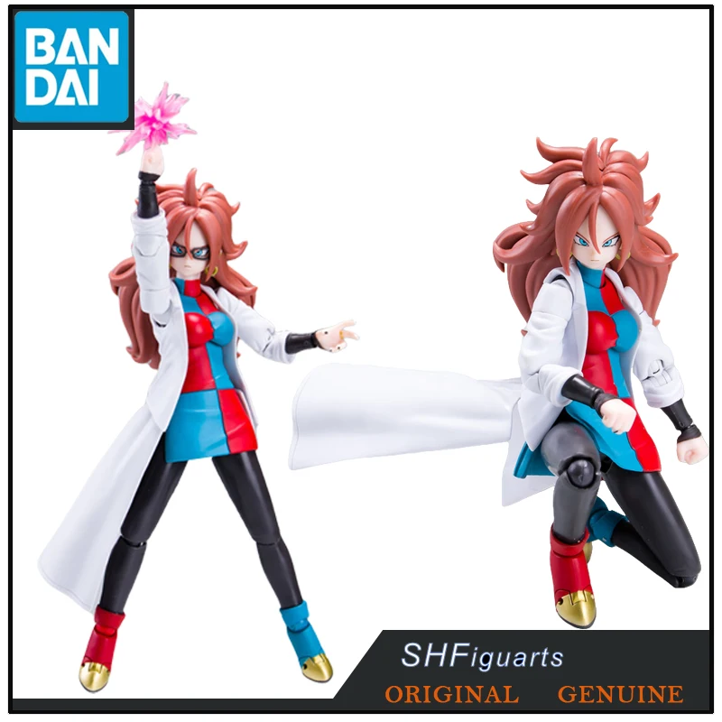 Bandai-figuras de acción de Dragon Ball SHF originales para niños y niñas, juguetes de Anime, adornos de modelos coleccionables, regalo, ANDROID NO.21