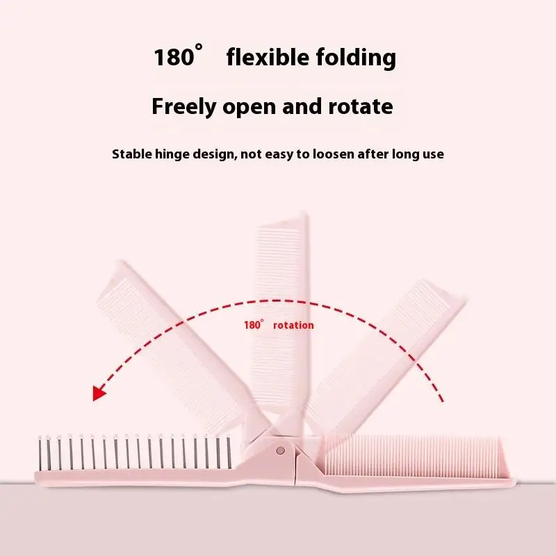 مشط سفر مزدوج الوظيفة قابل للطي ومضاد للكهرباء الساكنة، أداة شعر مجعدة ناعمة لفك تشابك الأسنان، محمولة لمستلزمات تصفيف الشعر للفتيات