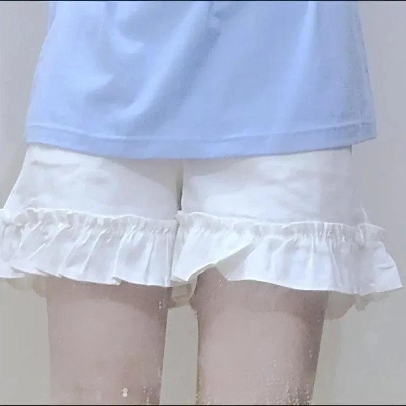 

Шорты с оборками, женские летние новые свободные брюки с высокой талией для девочек, удобные модные брюки Ulzzang, литературные, молодежные, для отдыха, темпераментные брюки