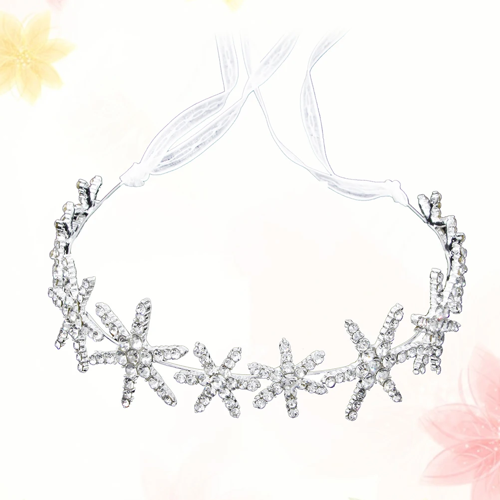 

Chic Rhinestone Star Headband Bridal Vine With Ribbon Accessories Wedding Party Evening Prom Decoration Headpieces
