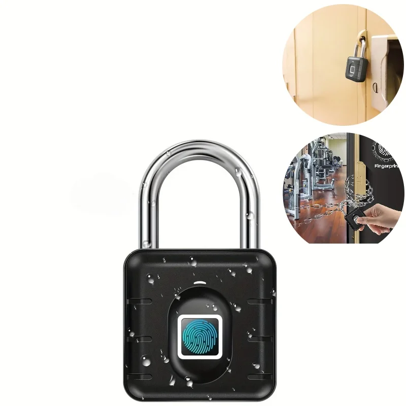 

Keyless USB Rechargeable Fingerprint Lock Smart Waterproof Padlock 0.1 Second Unlock Portable Anti-Theft Padlock