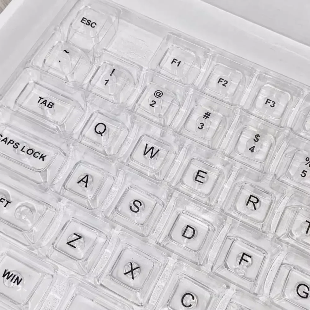 Transparent Ice Dawn Keycap for Mechanical Keyboard, PC, Transparent, 60, 84, 98, 108, PC, 132 Keys