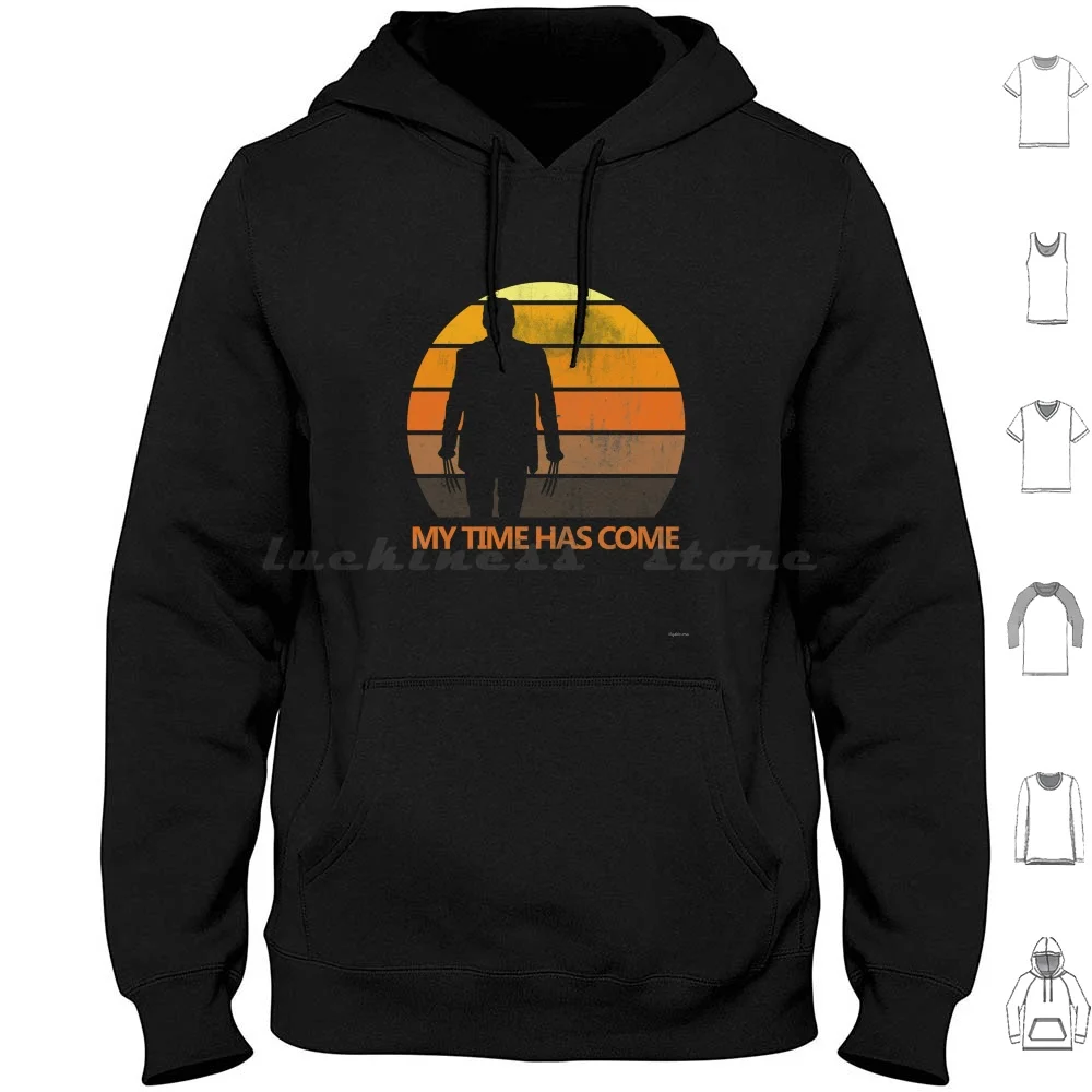 Mi tiempo tiene venir Sudadera con capucha de algodón de manga larga Logan Uncanny Xmen Magneto Xavier citas de cómic superhumanos James Howlett James