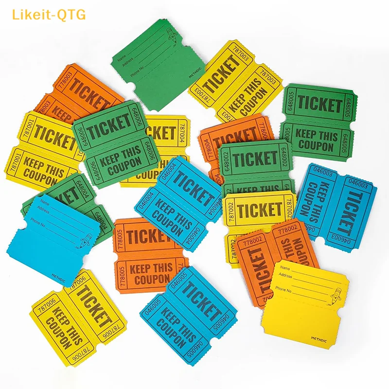 

NEW 1000Pcs Colorful Tearable Raffle Tickets Double Rolls Admission Ticket Game Ticket For Events Carnivals Entry Class Reward