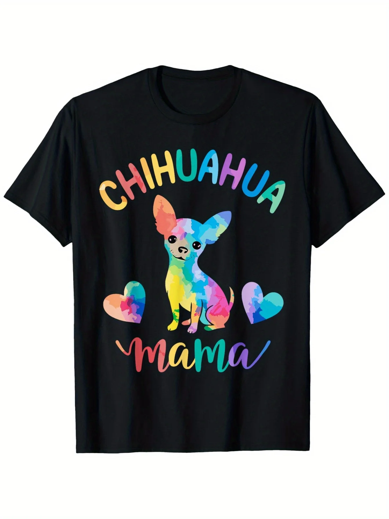 Chihuahua Dog Mom Pattern T-Shirt - Cotton casual round-neck short-sleeved T-shirt, soft and machine-washable - Sizes S to XXXL