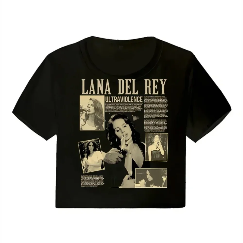 Crop Top Lana Del Rey Ldr Sailing Graphics T-Shirt Cropped Harajuku Damen Vintage Kurzarm-T-Shirt Streetwear Damen-T-Shirt – Detail 7