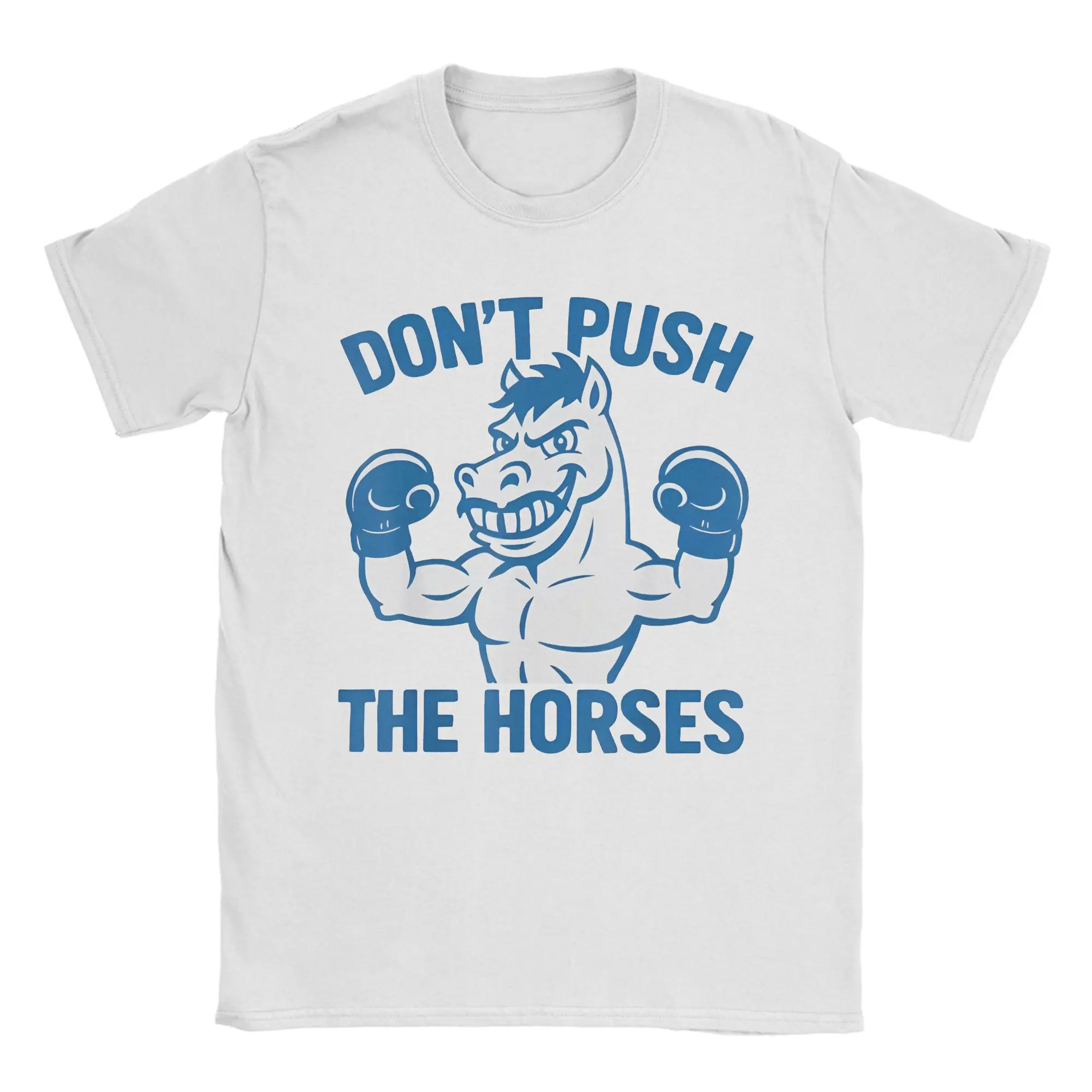 

Мужская футболка Don’t Push the Horses, забавная футболка с мемми, новинка, футболка с коротким рукавом и круглым вырезом, одежда из чистого хлопка, одежда больших размеров