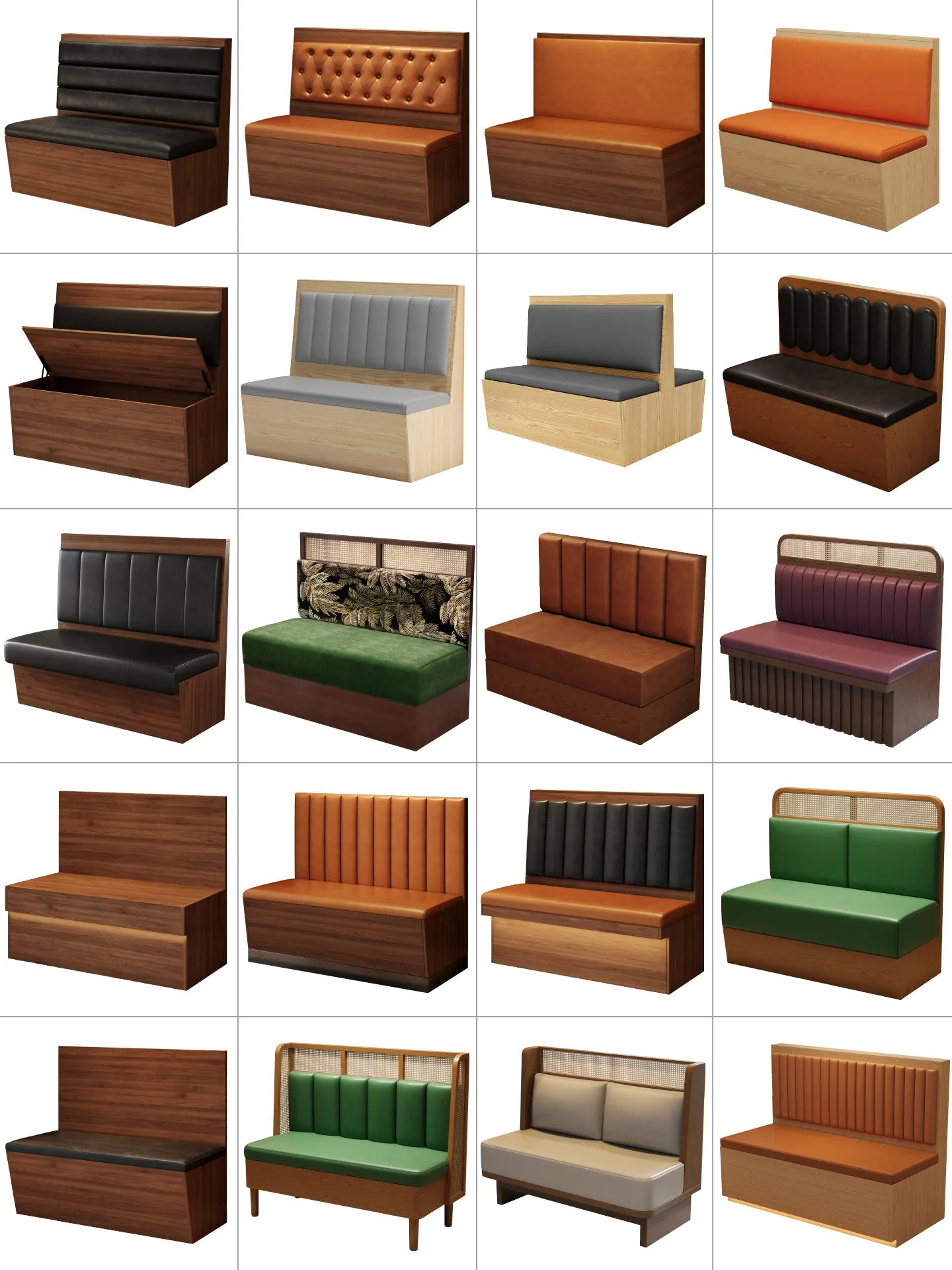 Customized card seat sofa restaurant table and chair coffee restaurant against the wall solid wood catering commercial