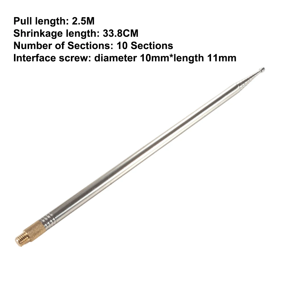 

Outdoor Use 2.5m Whip Antenna DIY Shortwave Antenna 304 Stainless Steel Contracted Length 33.8CM High Quality Materials