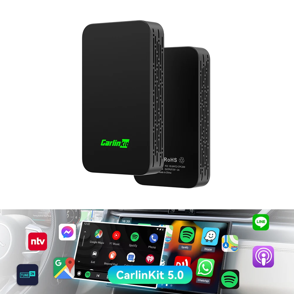 

OEM ODM Carlinkit 5.0 Wireless Carplay Dongle Adapter Ai Box Android Auto Carplay Para Motos Motorcycle Gps With Carplay YouTub
