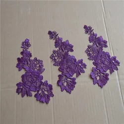 10Pcs/Lot 12*18cm Shiny Purple Flower Hollow Gradient Sewing Motif Venise Lace Applique for Garment Embroidery Lace Patches