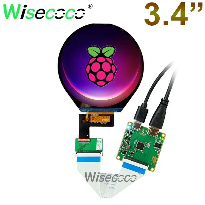 

3.4 Inch 800x800 Round Display 800x800 Circle Circular IPS TFT LCD Module Screen Raspberry Pi Panel