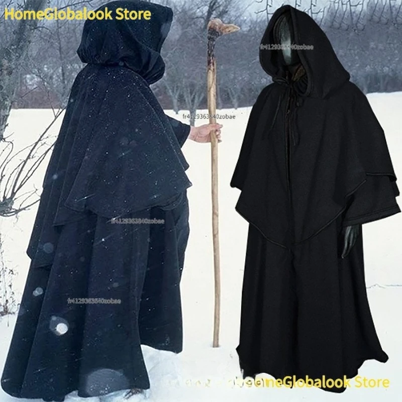 2026 Neuer mittelalterlicher Kapuzenmantel, 5 Farboptionen, langärmelig, Mönch- oder Zaubererumhang, leicht, bequem, Cosplay-Outfit, Kostüm für Halloween, Karneval, Mottoparty, Renaissance,