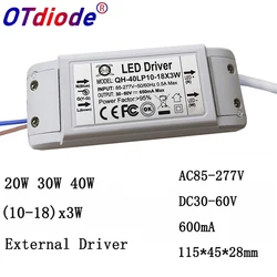 10-18x3W LED Driver Constant Current 600mA 30 36 39 45 48 54 W Watt Lighting Transformers Power Supply For DIY Lamp Spotligh